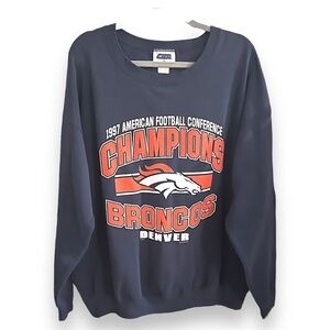 Broncos NFL 1997-98 true Vintage graphic sweatshirt, crew neck, long sleeve, XL